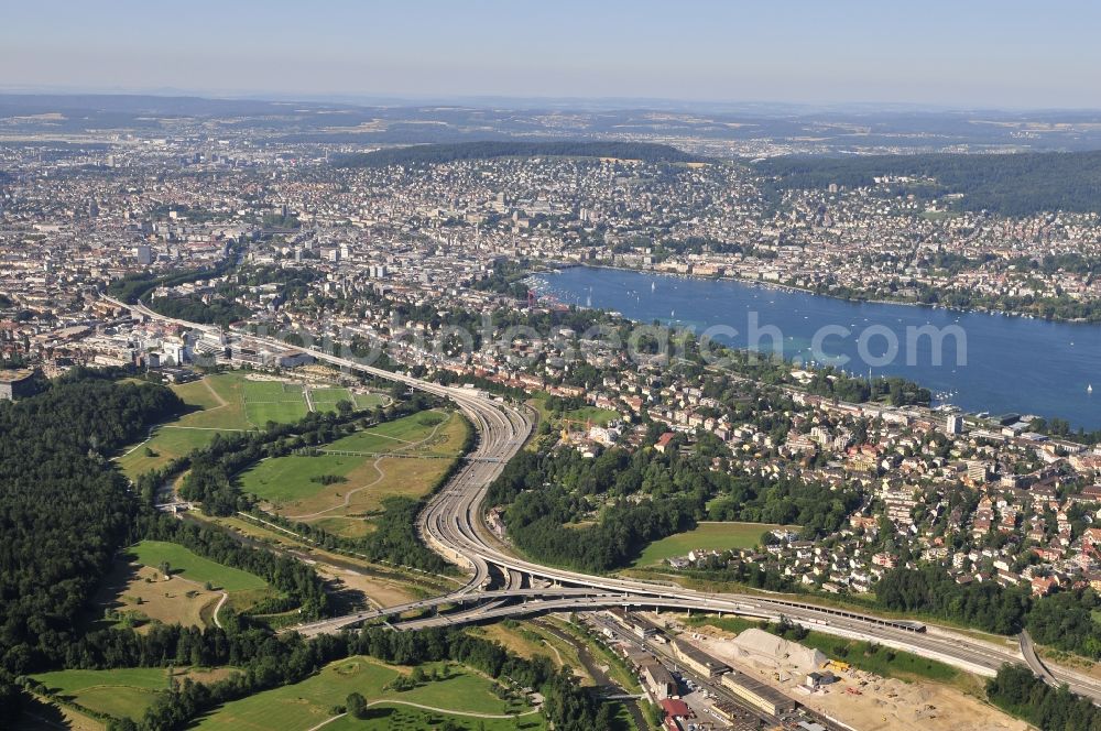Aerial image Zürich - District Kilchberg am Ufer des Zuerichsee in the city in Zuerich in Switzerland