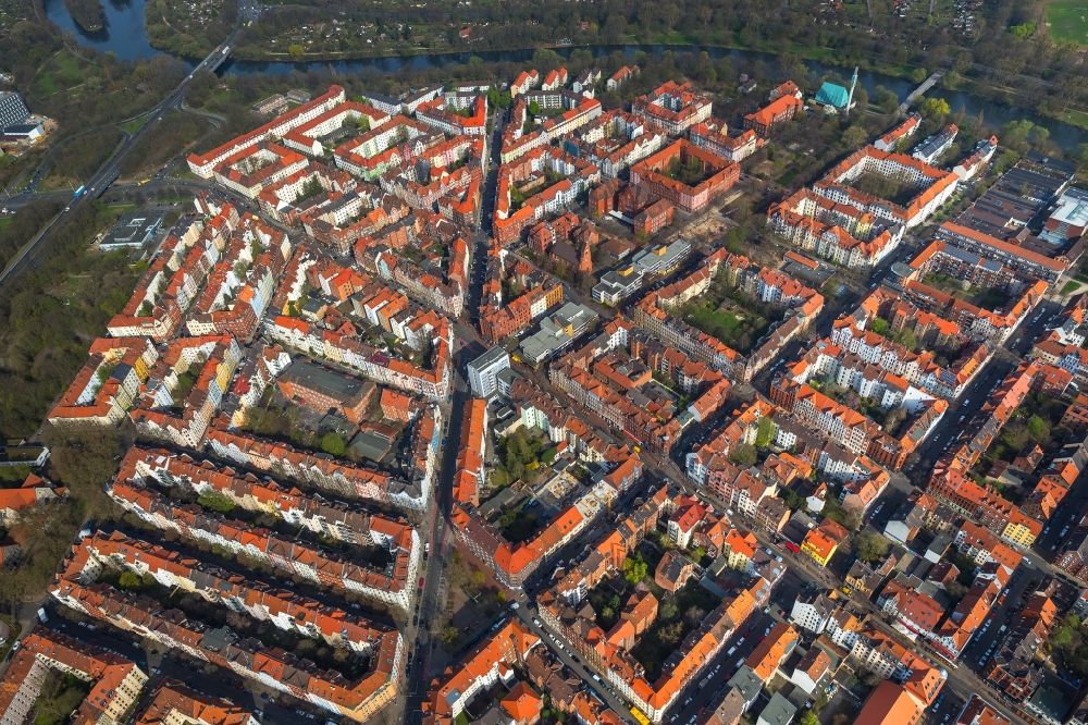 Aerial image Hannover - District Linden - Nord in the city in the district Linden-Limmer in Hannover in the state Lower Saxony, Germany