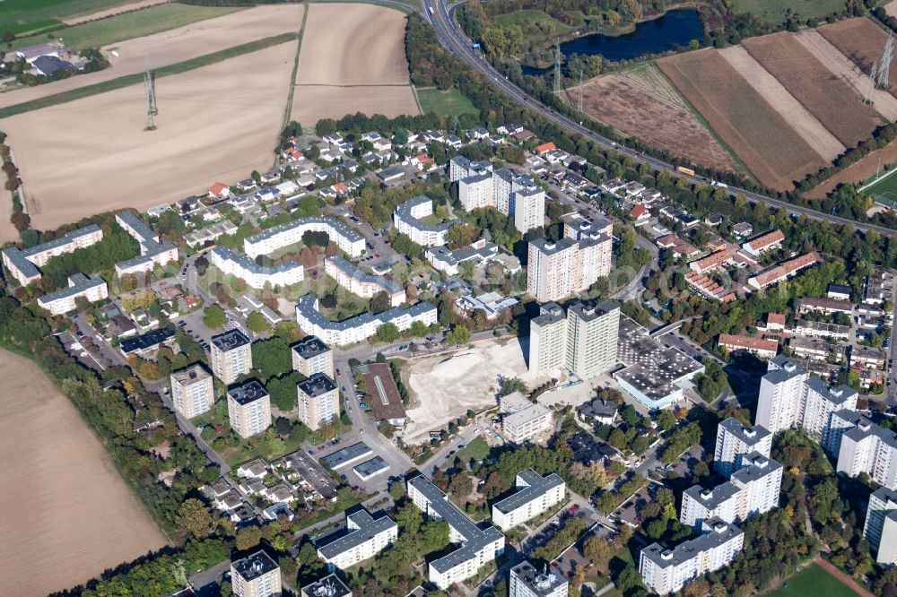 Ludwigshafen am Rhein from above - District Notwende, Londoner Ring in the city in the district Pfingtsweide in Ludwigshafen am Rhein in the state Rhineland-Palatinate, Germany