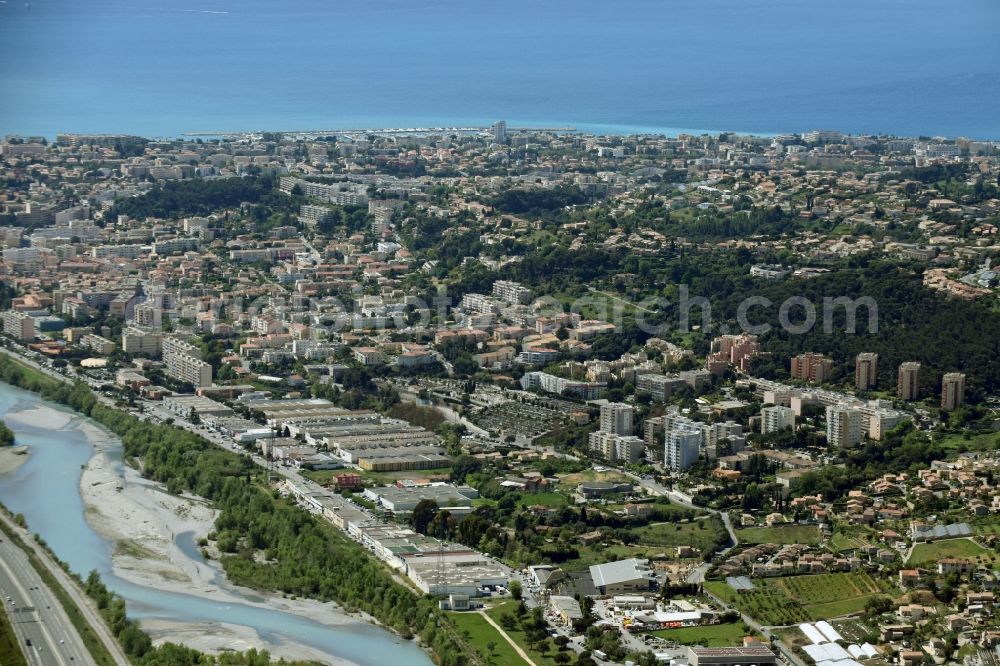 Aerial photograph Nizza - Nice - District Saint-Laurent-du-Var in the city in Nizza Saint-Laurent-du-Var in Provence-Alpes-Cote d'Azur, France