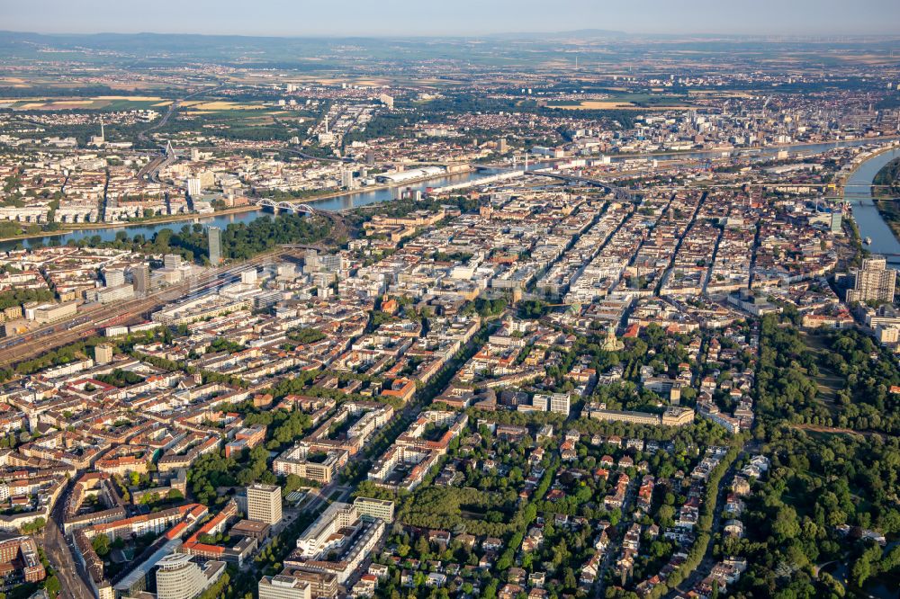 Mannheim from above - District Schwetzinger subrub and Eastend around Friedrichs-place in the city in Mannheim in the state Baden-Wuerttemberg, Germany