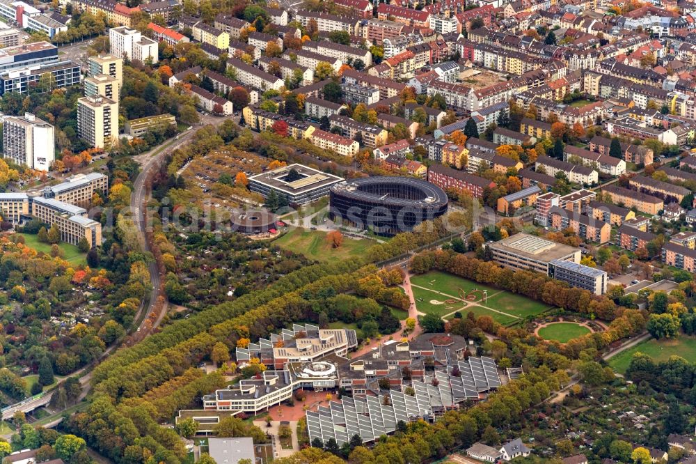Aerial photograph Freiburg im Breisgau - Administrative building of the State Authority Technisches Rathaus in Freiburg im Breisgau in the state Baden-Wuerttemberg, Germany