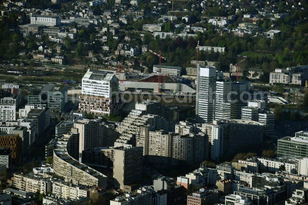 Paris from above - District Suresnes in the city in Paris in Ile-de-France, France