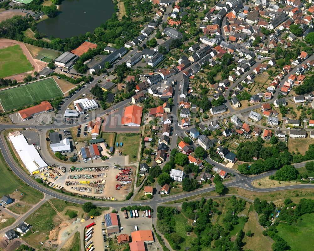 Aerial photograph Baumholder - View of the town centre of Baumholder in the state of Rhineland-Palatinate. Baumholder is located in the Westrich region and is an offical tourist resort. Baumholder is an important military base of the US-Army and other NATO-members