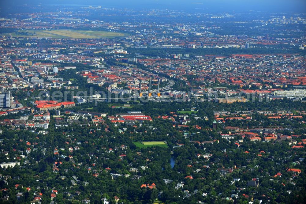 Berlin from the bird's eye view: Partial view of the city and residential areas Grunewald Schmargendorf in destrict Charlottenburg-Wilmersdorf of Berlin