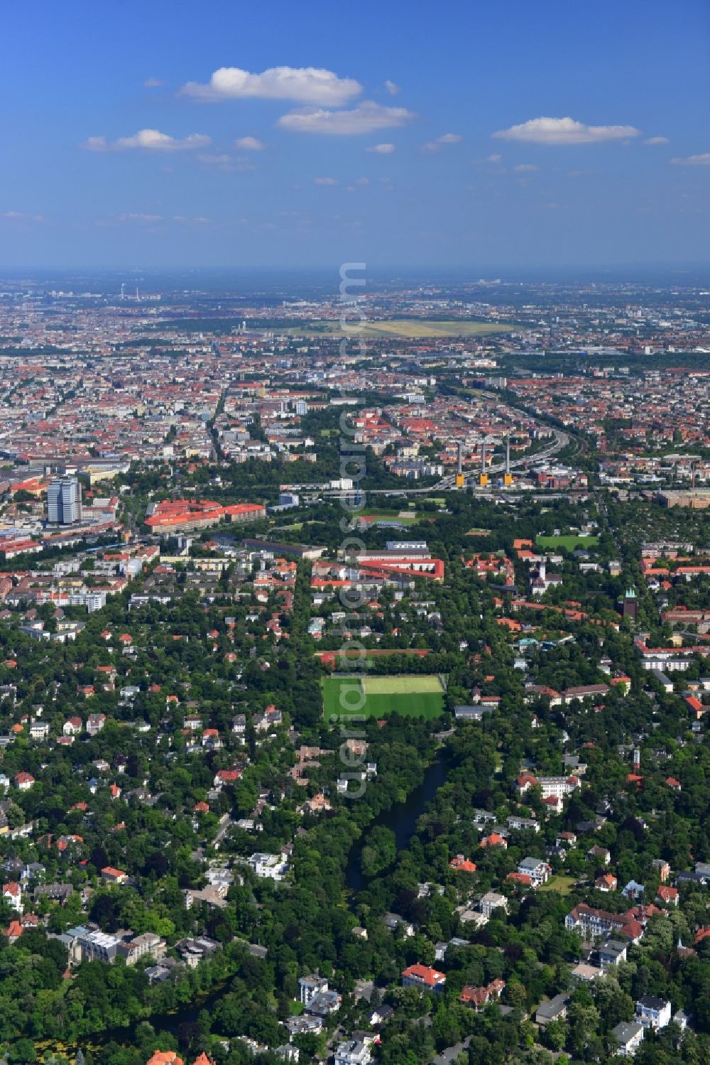 Berlin from above - Partial view of the city and residential areas Grunewald Schmargendorf in destrict Charlottenburg-Wilmersdorf of Berlin