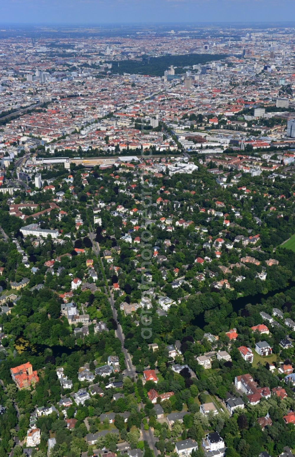 Berlin from above - Partial view of the city and residential areas Grunewald Schmargendorf in destrict Charlottenburg-Wilmersdorf of Berlin