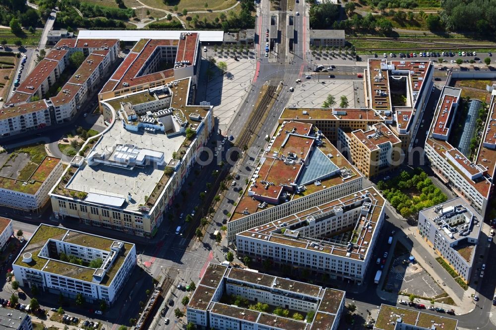 Berlin from the bird's eye view: Ensemble space on center Helle Mitte on Alice-Salomon-Platz in the inner city center in the district Hellersdorf in Berlin, Germany