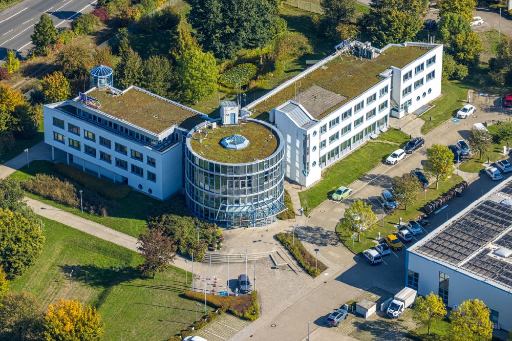 Unna from above - Office building on Heinrich-Hertz-Strasse in the district Industriepark Unna in Unna at Ruhrgebiet in the state North Rhine-Westphalia, Germany