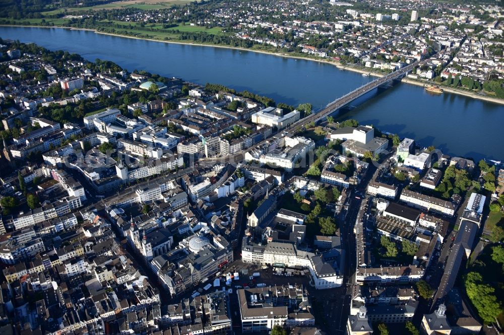 Aerial image Bonn - Bonn city center with Kennedy Bridge and Rhine in the state North Rhine-Westphalia, Germany