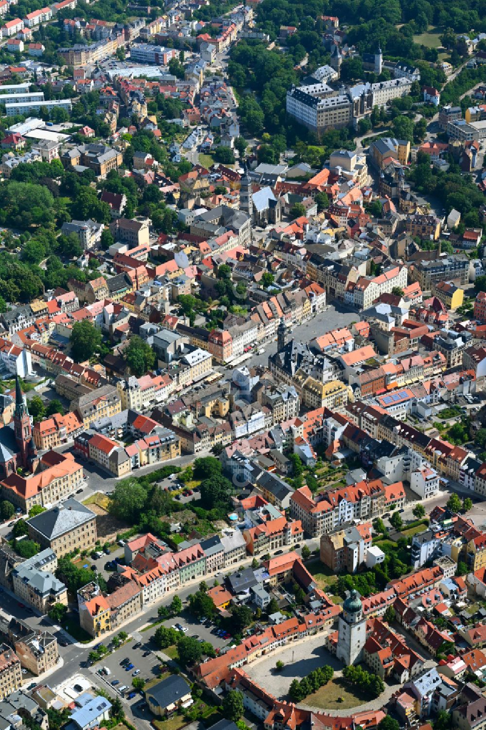 Aerial image Altenburg - The city center in the downtown area in Altenburg in the state Thuringia, Germany