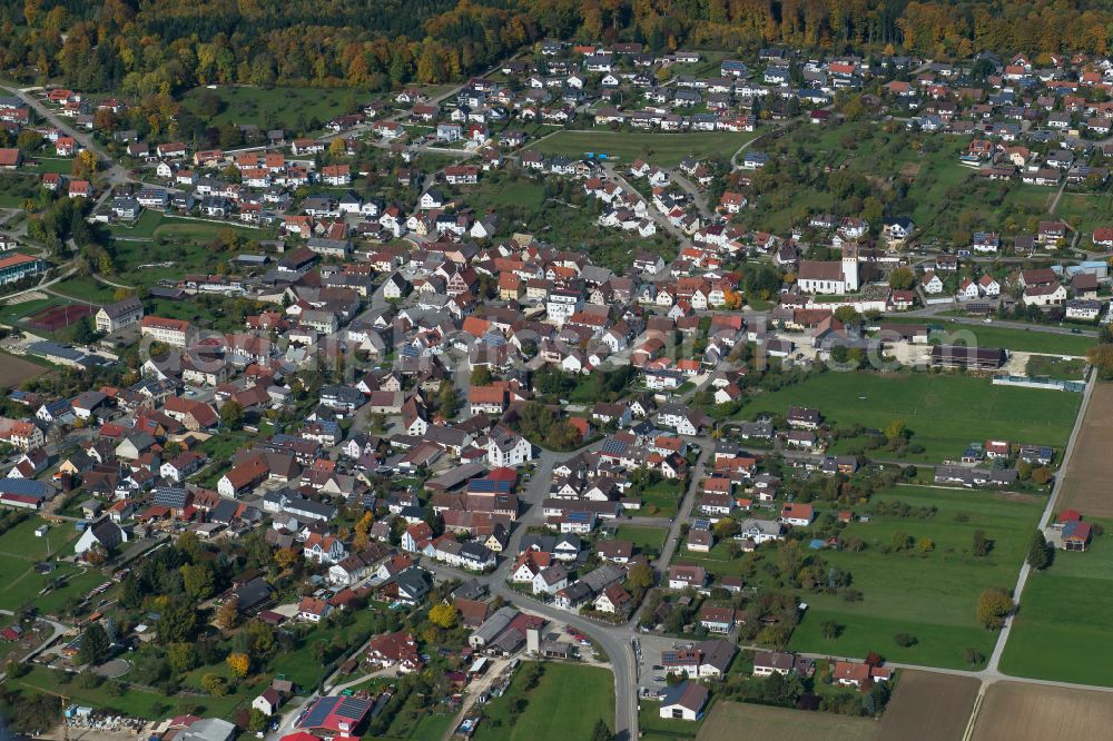 Altheim (Alb) from above - The city center in the downtown area in Altheim (Alb) in the state Baden-Wuerttemberg, Germany