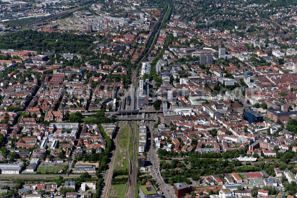 Aerial image Altstadt - The city center in the downtown area in Altstadt in the state Baden-Wuerttemberg, Germany
