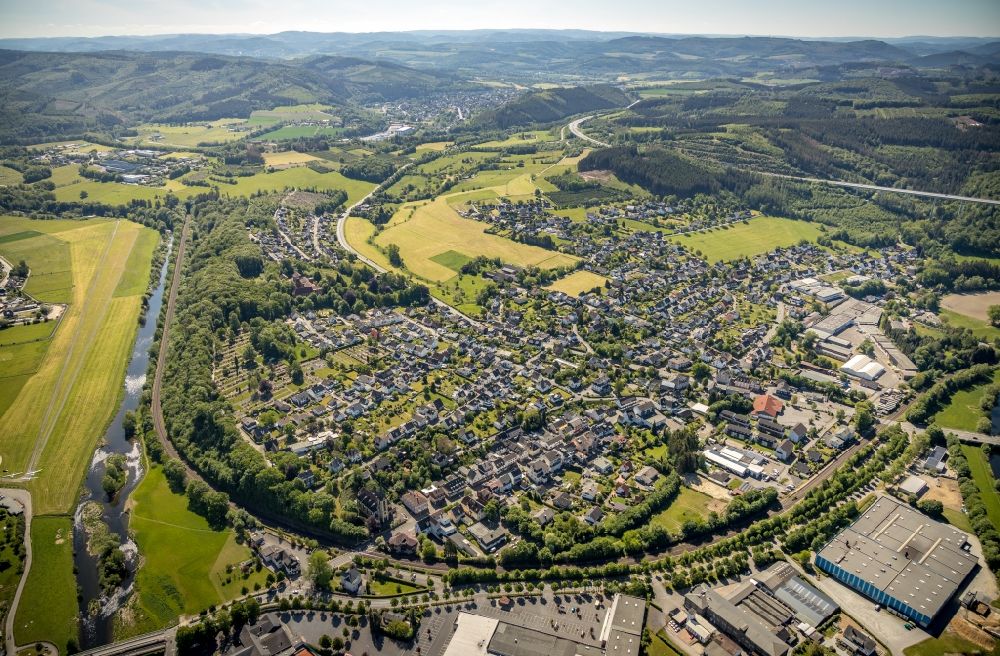 Aerial image Arnsberg - The city center in the downtown area in Arnsberg in the state North Rhine-Westphalia, Germany
