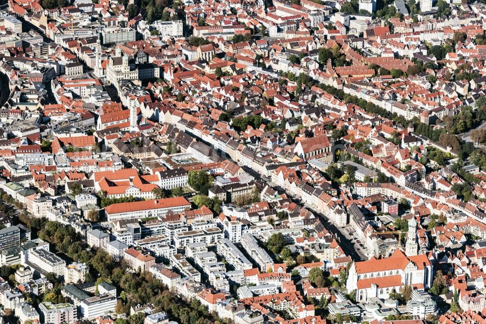 Augsburg from above - The city center in the downtown area in Augsburg in the state Bavaria, Germany