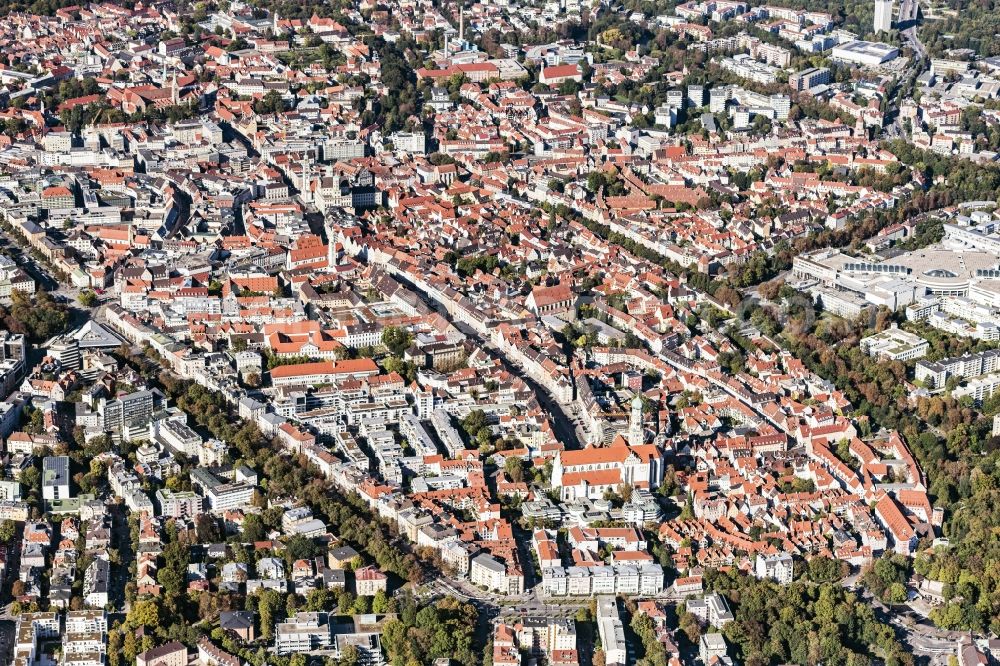 Augsburg from the bird's eye view: The city center in the downtown area in Augsburg in the state Bavaria, Germany