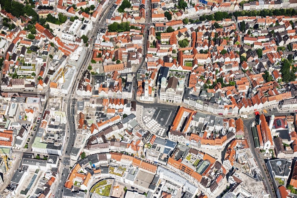 Aerial photograph Augsburg - The city center in the downtown area in Augsburg in the state Bavaria, Germany