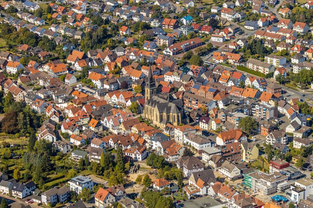 Aerial photograph Bad Driburg - The city center in the downtown area in Bad Driburg in the state North Rhine-Westphalia, Germany