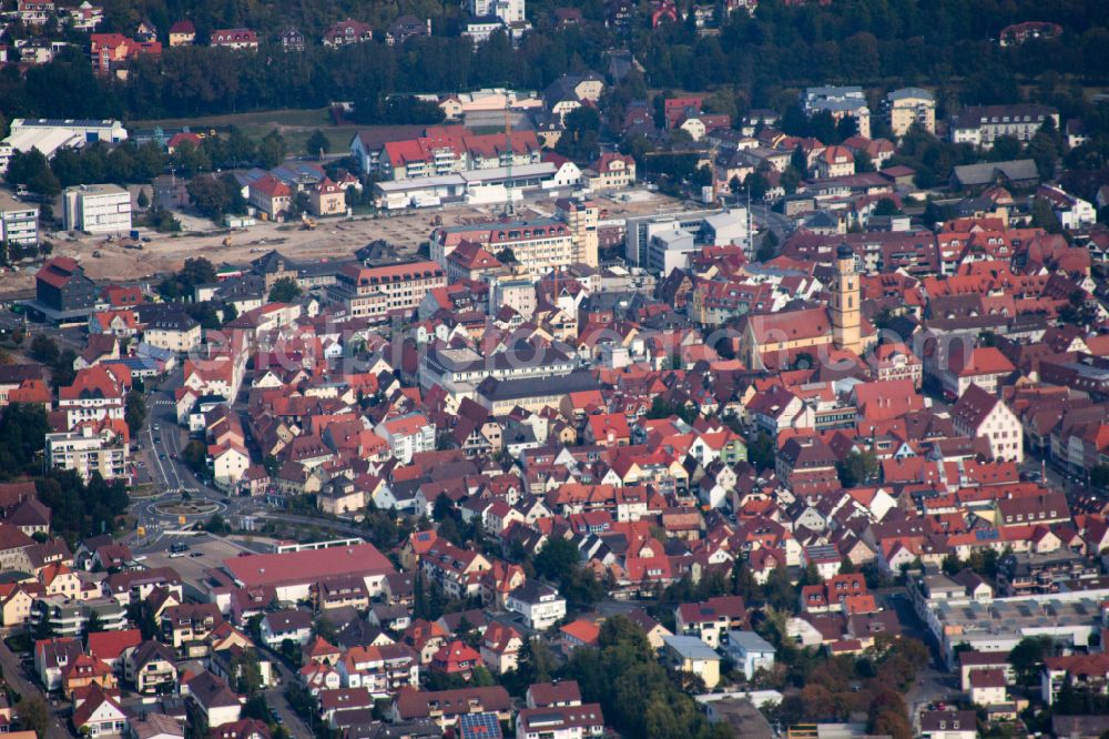 Aerial image Bad Mergentheim - The city center in the downtown area in Bad Mergentheim in the state Baden-Wuerttemberg, Germany