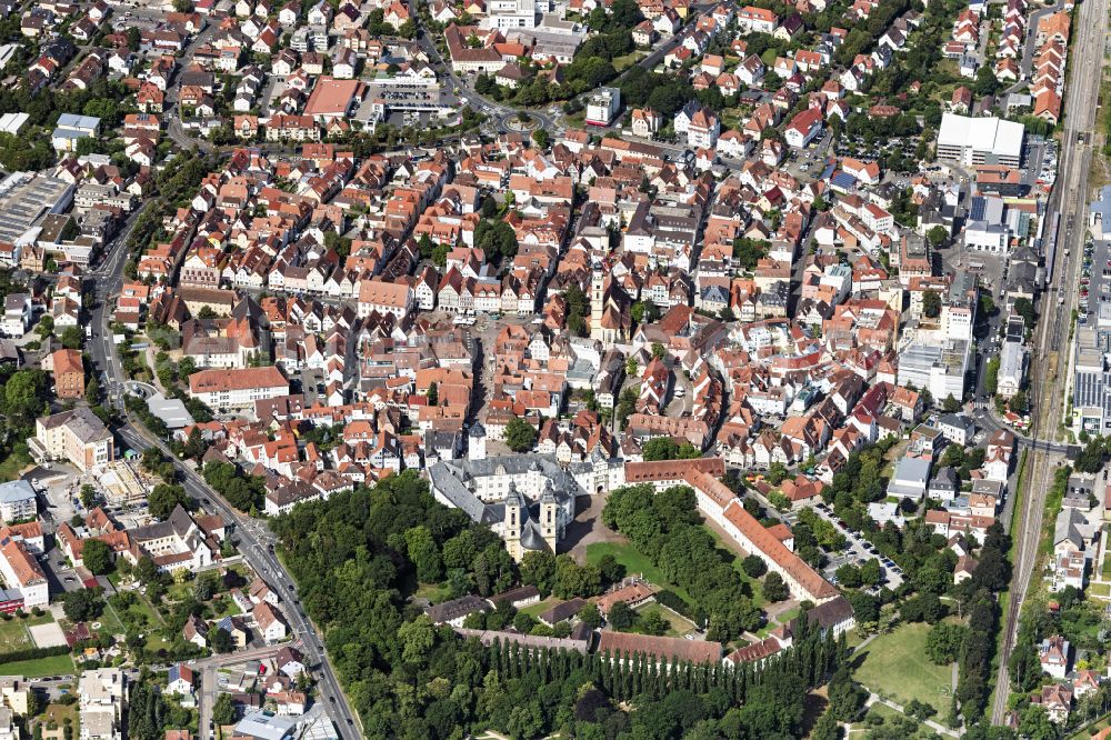 Aerial photograph Bad Mergentheim - The city center in the downtown area in Bad Mergentheim in the state Baden-Wuerttemberg, Germany