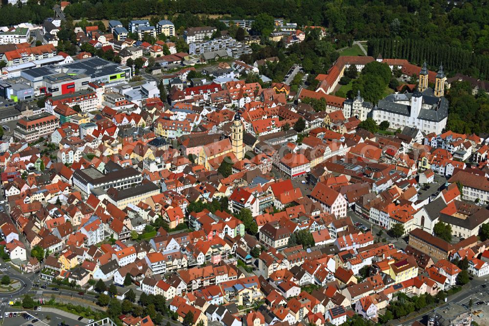 Bad Mergentheim from the bird's eye view: The city center in the downtown area in Bad Mergentheim in the state Baden-Wuerttemberg, Germany