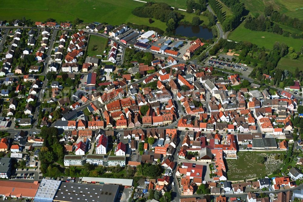 Aerial photograph Baiersdorf - The city center in the downtown area in Baiersdorf in the state Bavaria, Germany