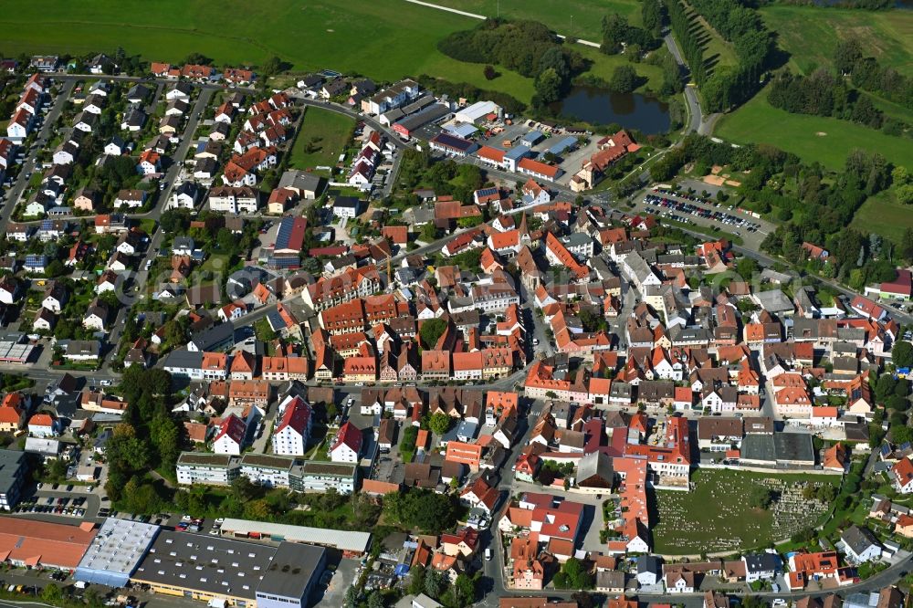 Baiersdorf from the bird's eye view: The city center in the downtown area in Baiersdorf in the state Bavaria, Germany