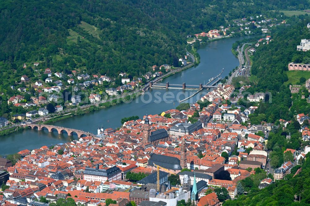 Bergheim-Ost from above - The city center in the downtown area in Bergheim-Ost in the state Baden-Wuerttemberg, Germany