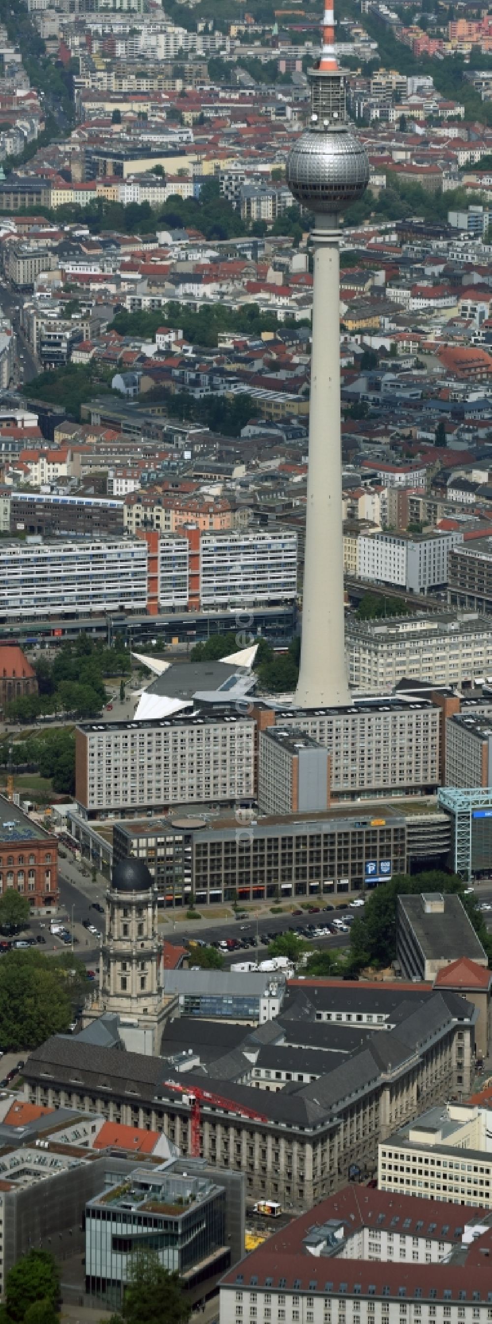 Berlin from the bird's eye view: The city center city east on tv - Tower in the downtown are in Berlin in Germany