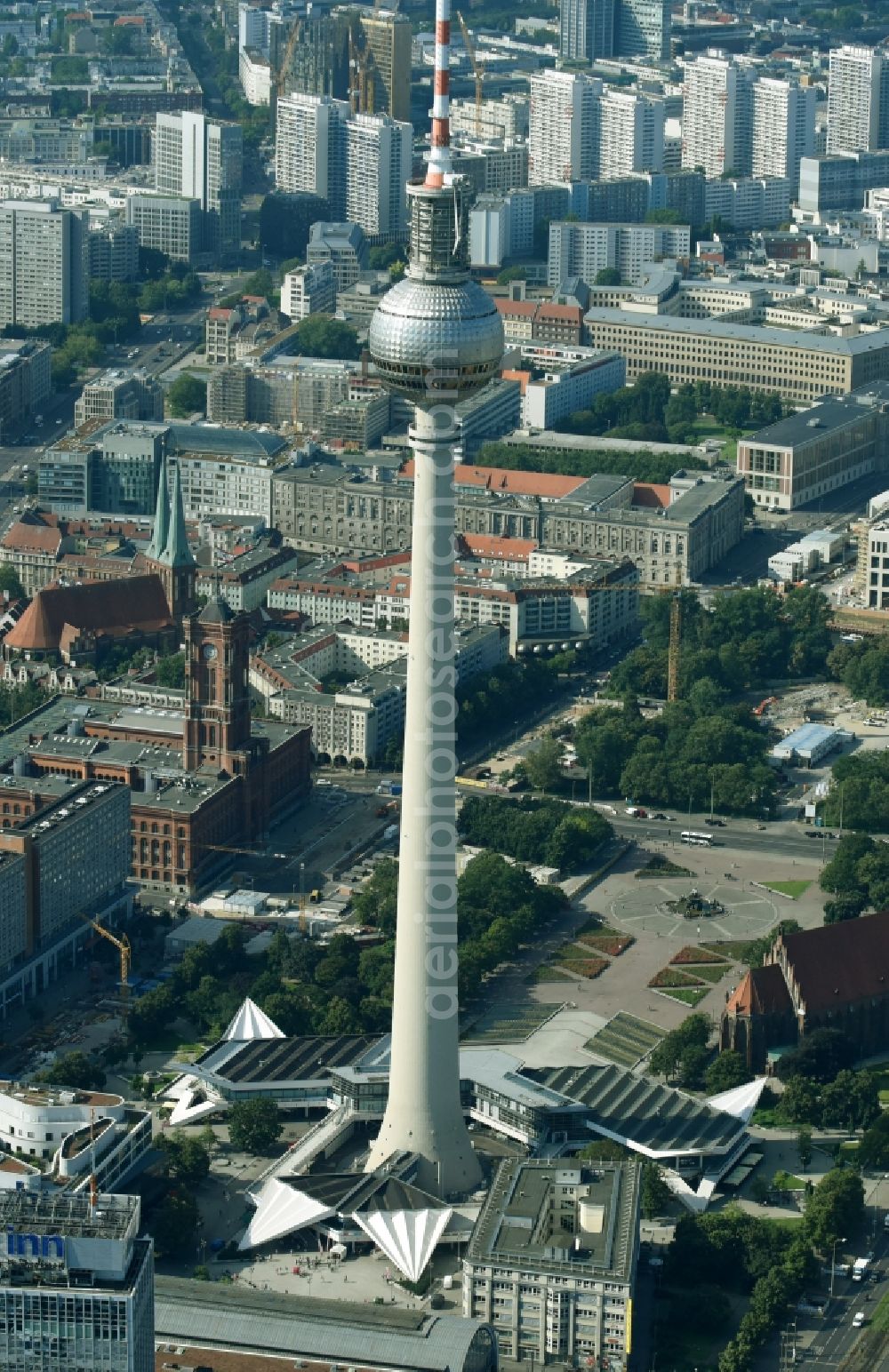 Berlin from the bird's eye view: The city center city east on tv - Tower in the downtown are in Berlin in Germany