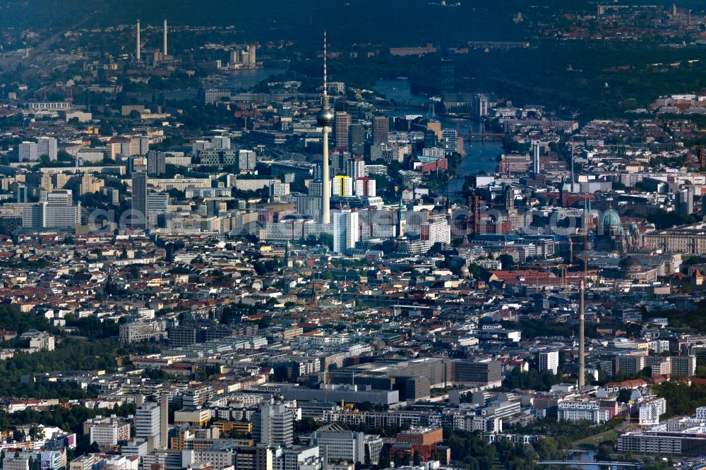 Aerial image Berlin - The city center in the downtown area at the Berlin TV tower in the district Mitte in Berlin, Germany