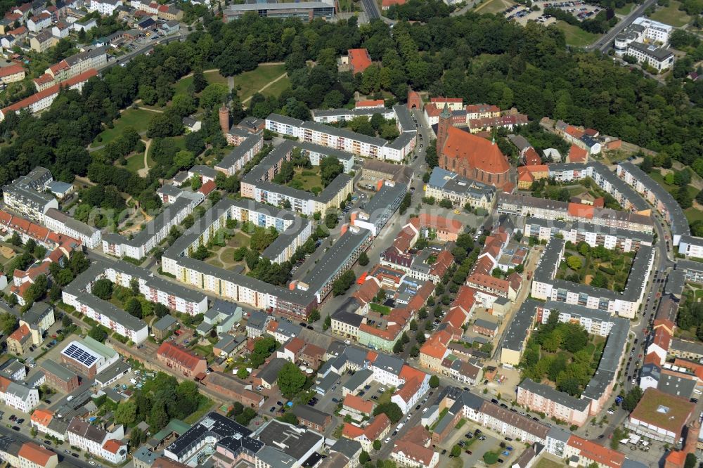 Aerial image Bernau - The city center in the downtown area in Bernau in the state Brandenburg, Germany