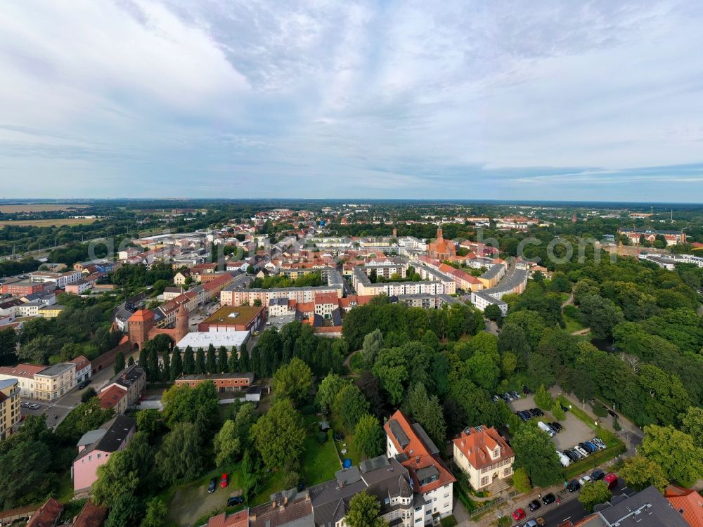 Bernau from above - The city center in the downtown area in Bernau in the state Brandenburg, Germany