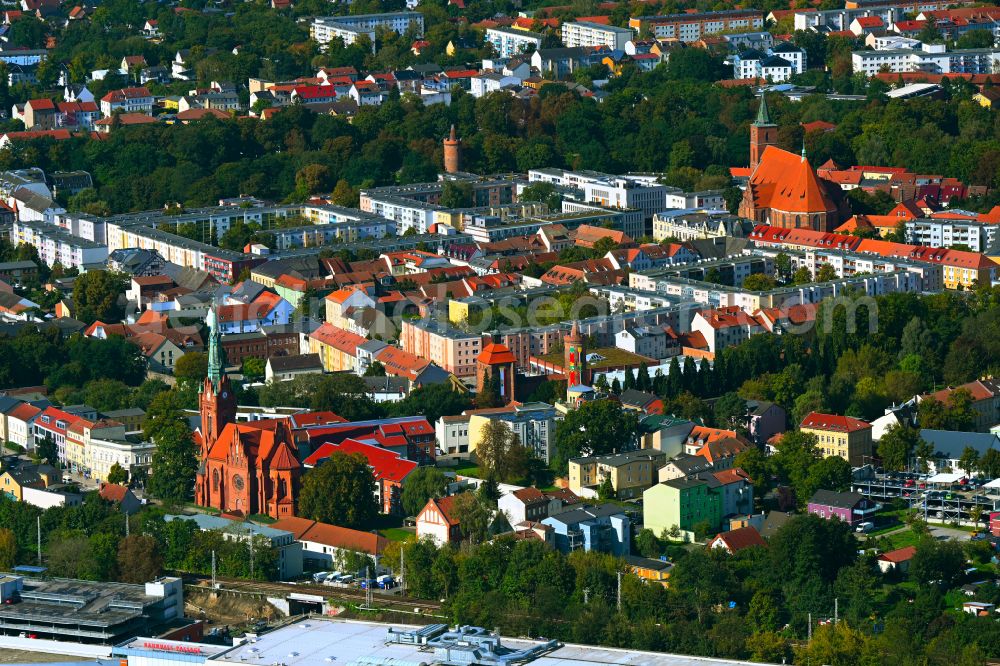 Aerial image Bernau - The city center in the downtown area in Bernau in the state Brandenburg, Germany
