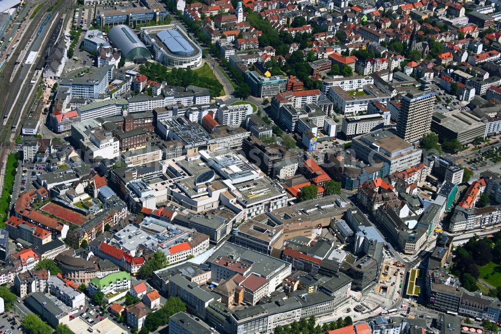 Bielefeld from the bird's eye view: The city center in the downtown area in the district Mitte in Bielefeld in the state North Rhine-Westphalia, Germany