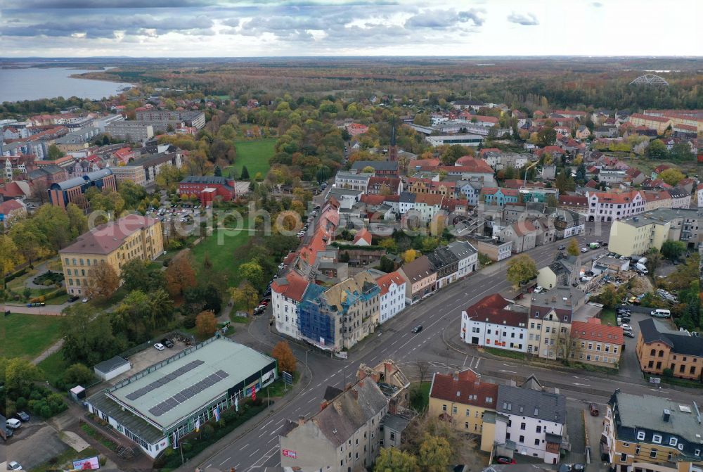 Bitterfeld-Wolfen from the bird's eye view: The city center in the downtown area on street Plan in Bitterfeld-Wolfen in the state Saxony-Anhalt, Germany