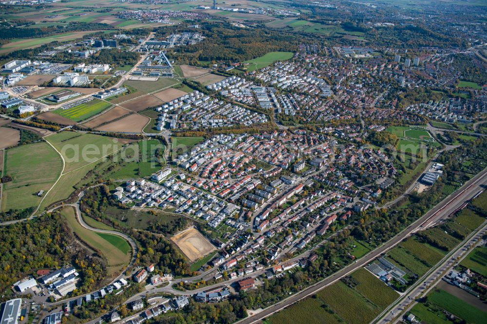 Aerial photograph Blaustein - The city center in the downtown area in Blaustein in the state Baden-Wuerttemberg, Germany