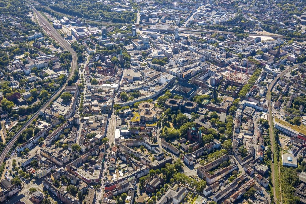 Aerial photograph Bochum - The city center in the downtown area in Bochum in the state North Rhine-Westphalia, Germany