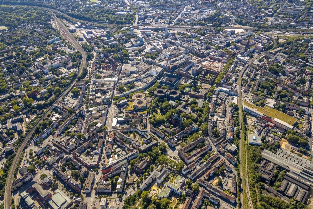 Bochum from above - The city center in the downtown area in Bochum in the state North Rhine-Westphalia, Germany