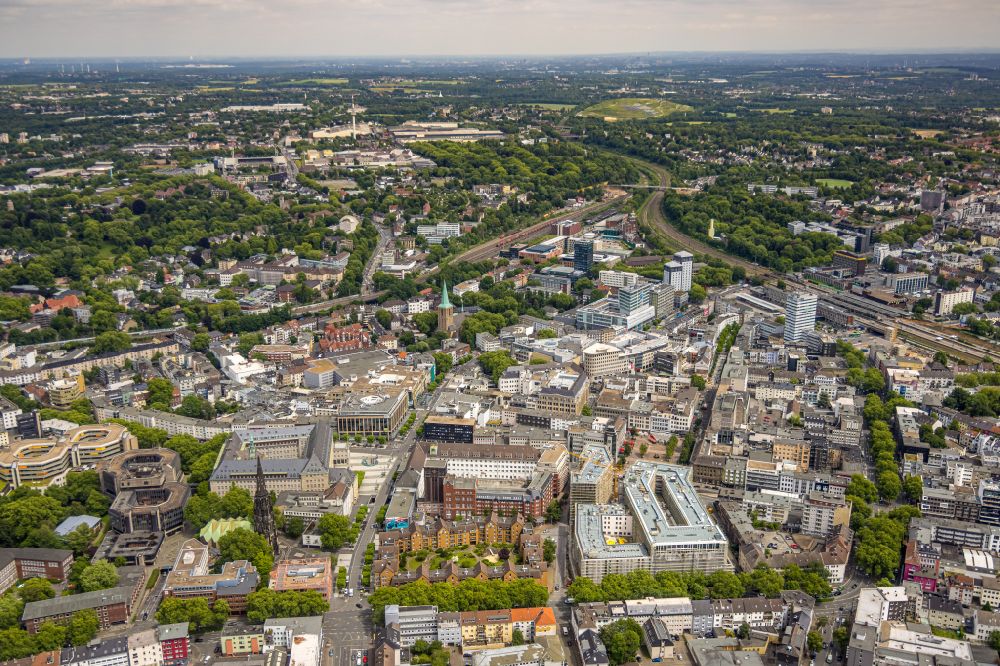 Aerial photograph Bochum - The city center in the downtown area in the district Innenstadt in Bochum at Ruhrgebiet in the state North Rhine-Westphalia, Germany