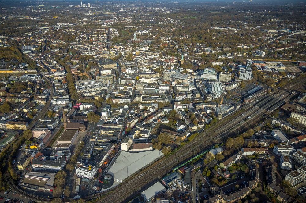 Aerial image Bochum - The city center in the downtown area in the district Innenstadt in Bochum at Ruhrgebiet in the state North Rhine-Westphalia, Germany