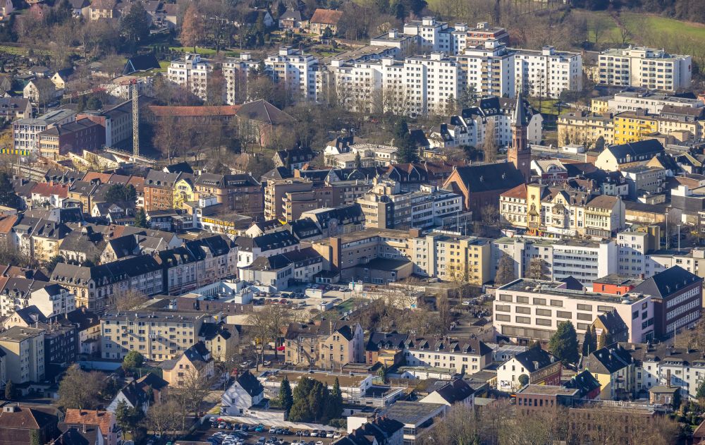 Aerial photograph Bochum - The city center in the downtown area in Bochum at Ruhrgebiet in the state North Rhine-Westphalia, Germany
