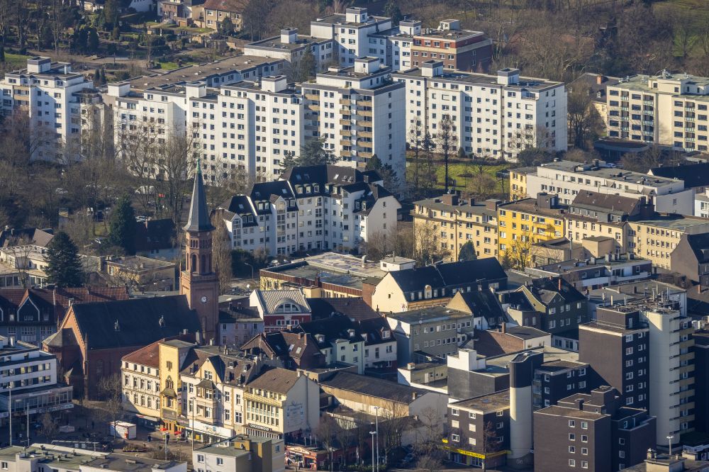 Aerial photograph Bochum - The city center in the downtown area in Bochum at Ruhrgebiet in the state North Rhine-Westphalia, Germany