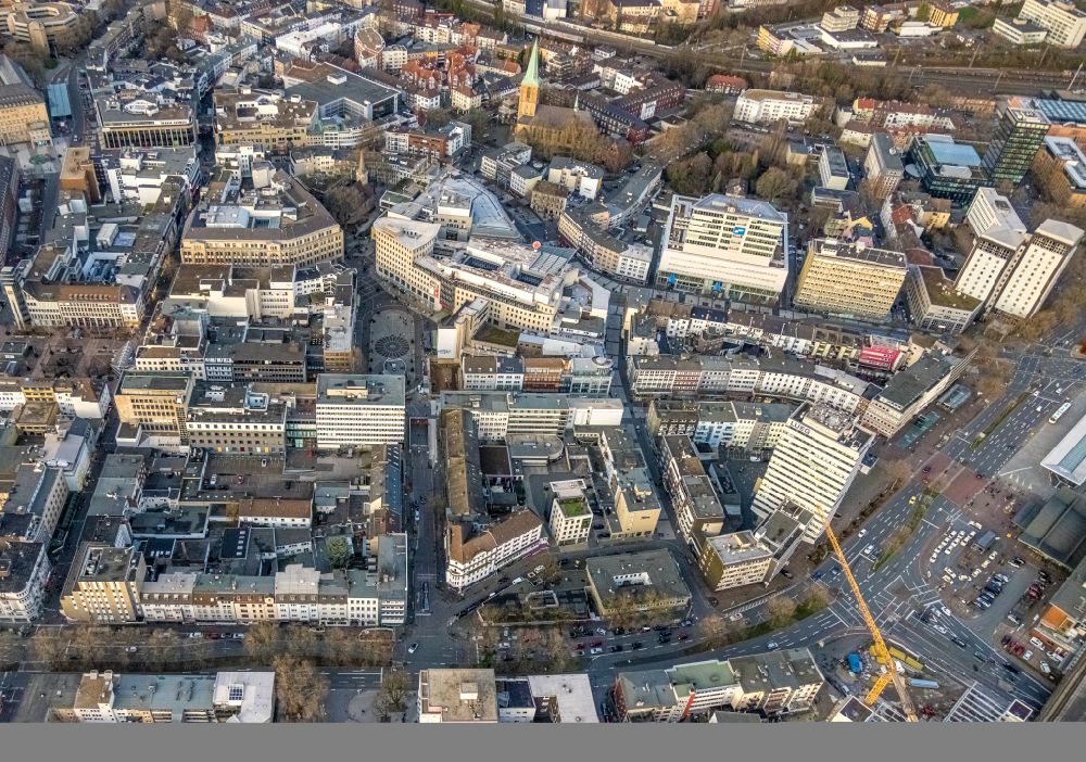 Aerial photograph Bochum - the city center in the downtown area in the district Innenstadt in Bochum at Ruhrgebiet in the state North Rhine-Westphalia, Germany