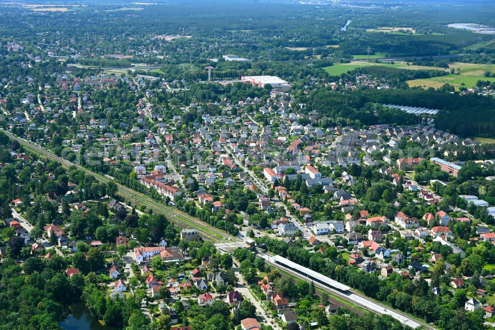 Borgsdorf from above - The city center in the downtown area in Borgsdorf in the state Brandenburg, Germany