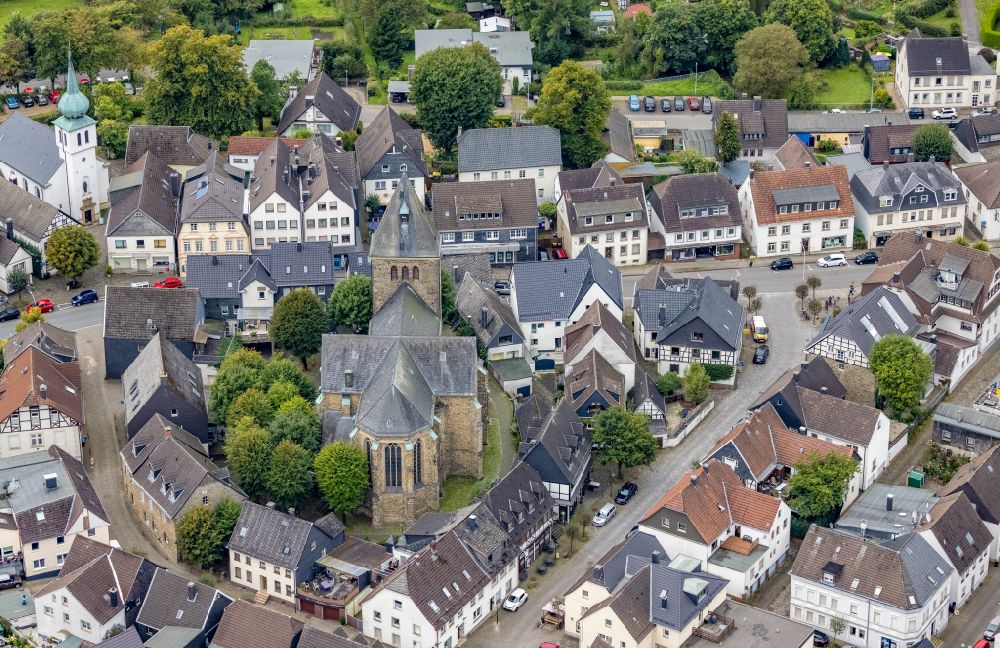 Aerial image Breckerfeld - The city center in the downtown area in Breckerfeld in the state North Rhine-Westphalia, Germany