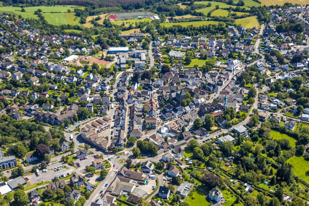 Aerial photograph Breckerfeld - The city center in the downtown area in Breckerfeld in the state North Rhine-Westphalia, Germany