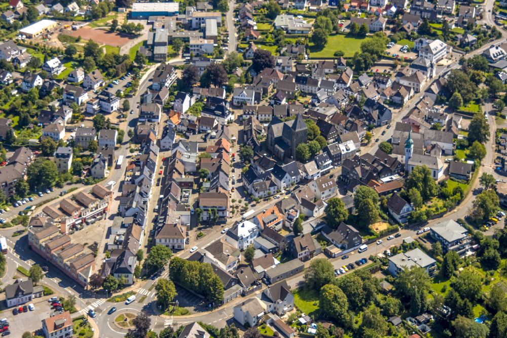 Breckerfeld from above - The city center in the downtown area in Breckerfeld in the state North Rhine-Westphalia, Germany