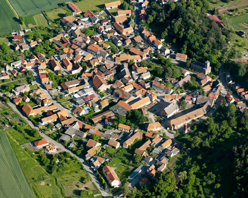 Aerial image Börnecke - The city center in the downtown area in Börnecke in the state Saxony-Anhalt, Germany