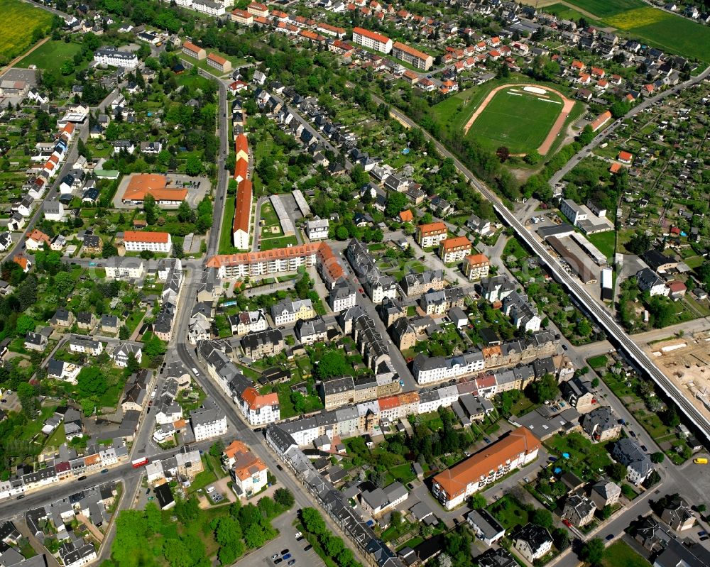 Burkersdorf from the bird's eye view: The city center in the downtown area in Burkersdorf in the state Saxony, Germany